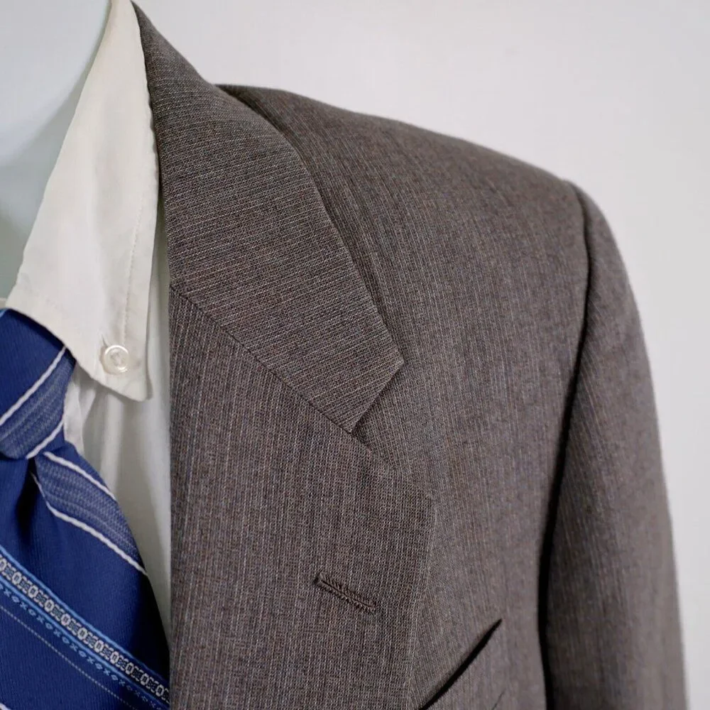 Hickey Freeman The Boardroom Wool Blend Beige Birdseye 2 Button Blazer 40R W/ Br